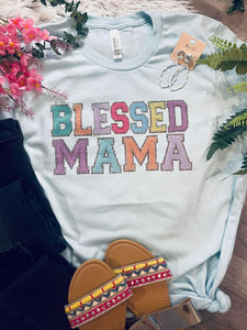 BLESSED MAMA FAUX PATCH TEE