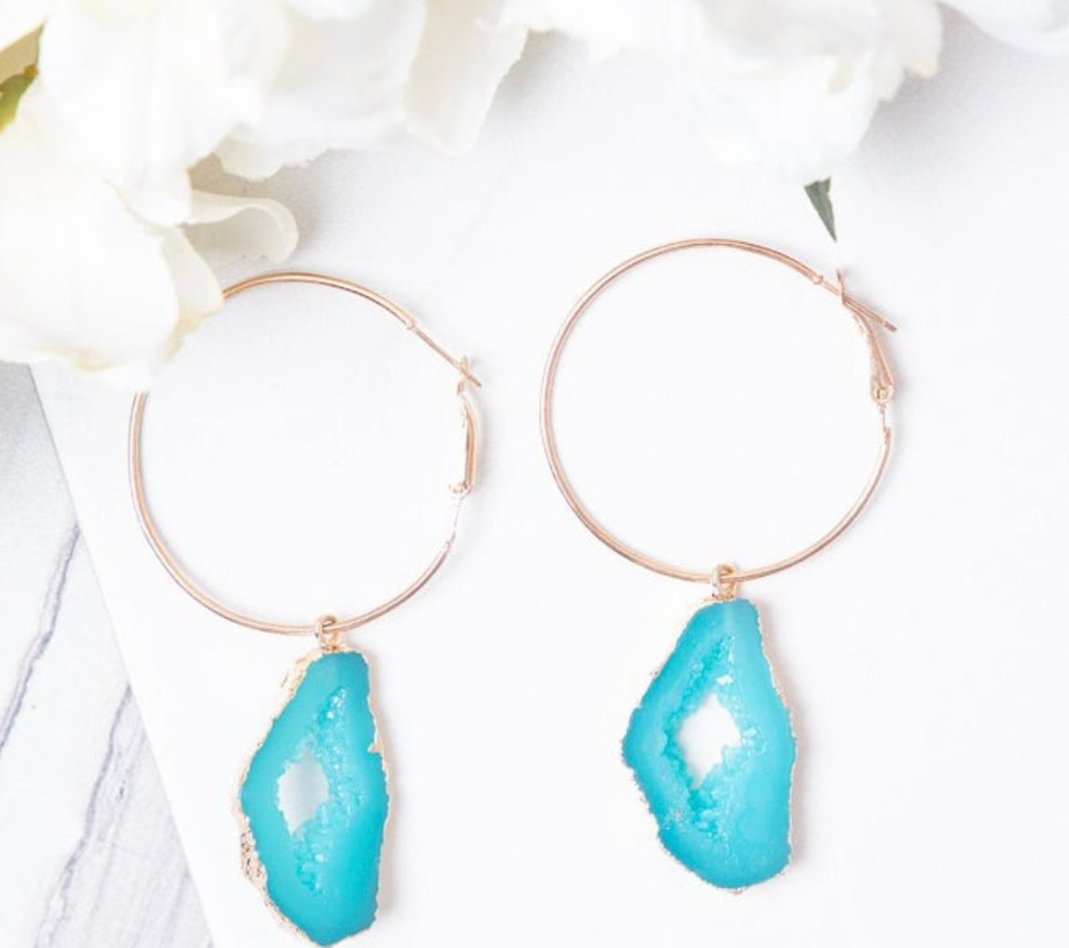 SPECIAL GEODE HOOP EARRINGS