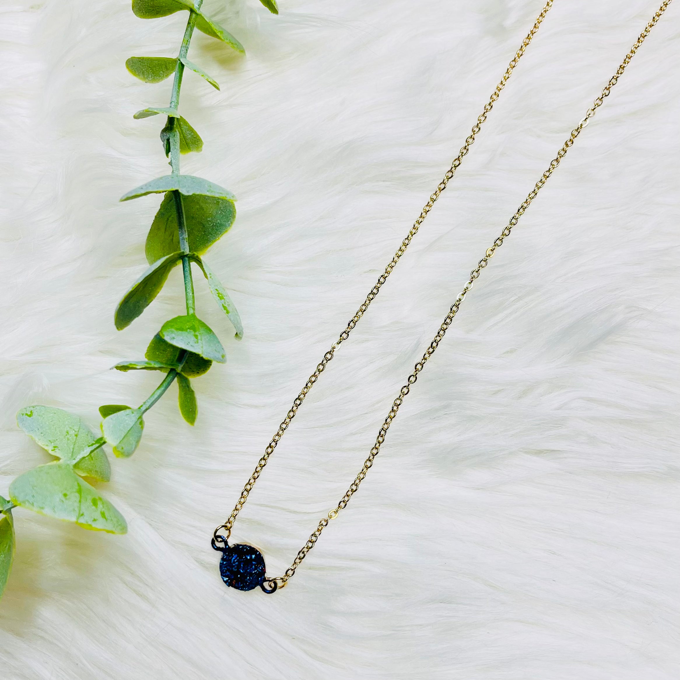 Faux Druzy Charm Necklace