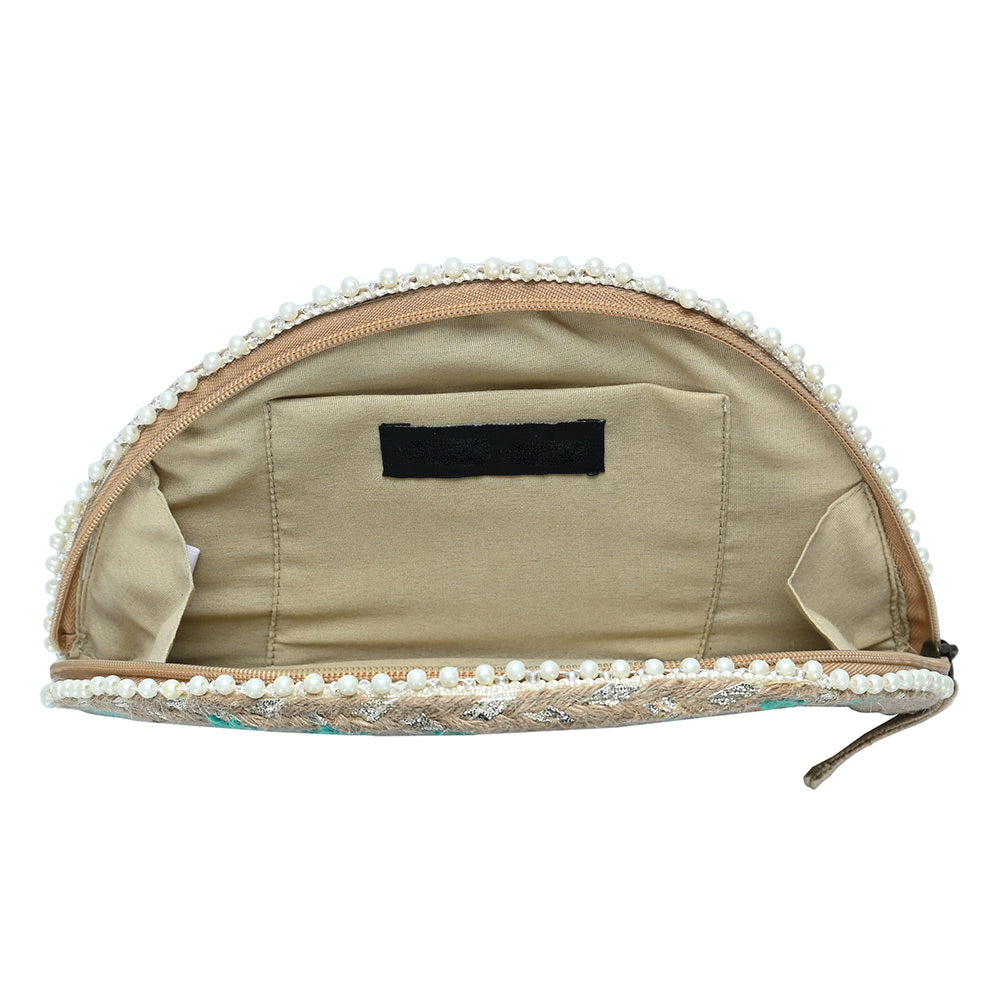 Pearl Embroidered Clutch Handbag