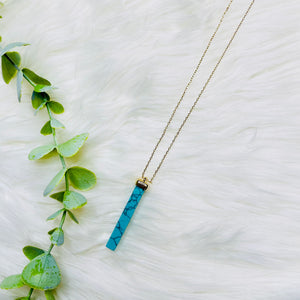 LONG BAR NATURAL STONE PENDANT NECKLACE