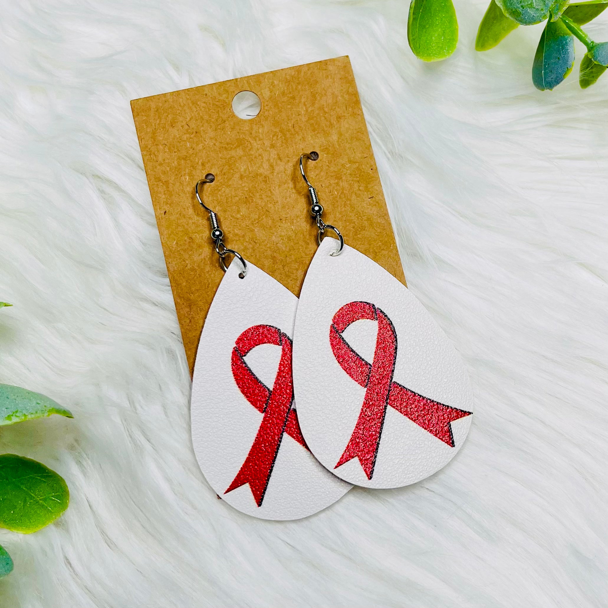 Breast Cancer Leather Earrings