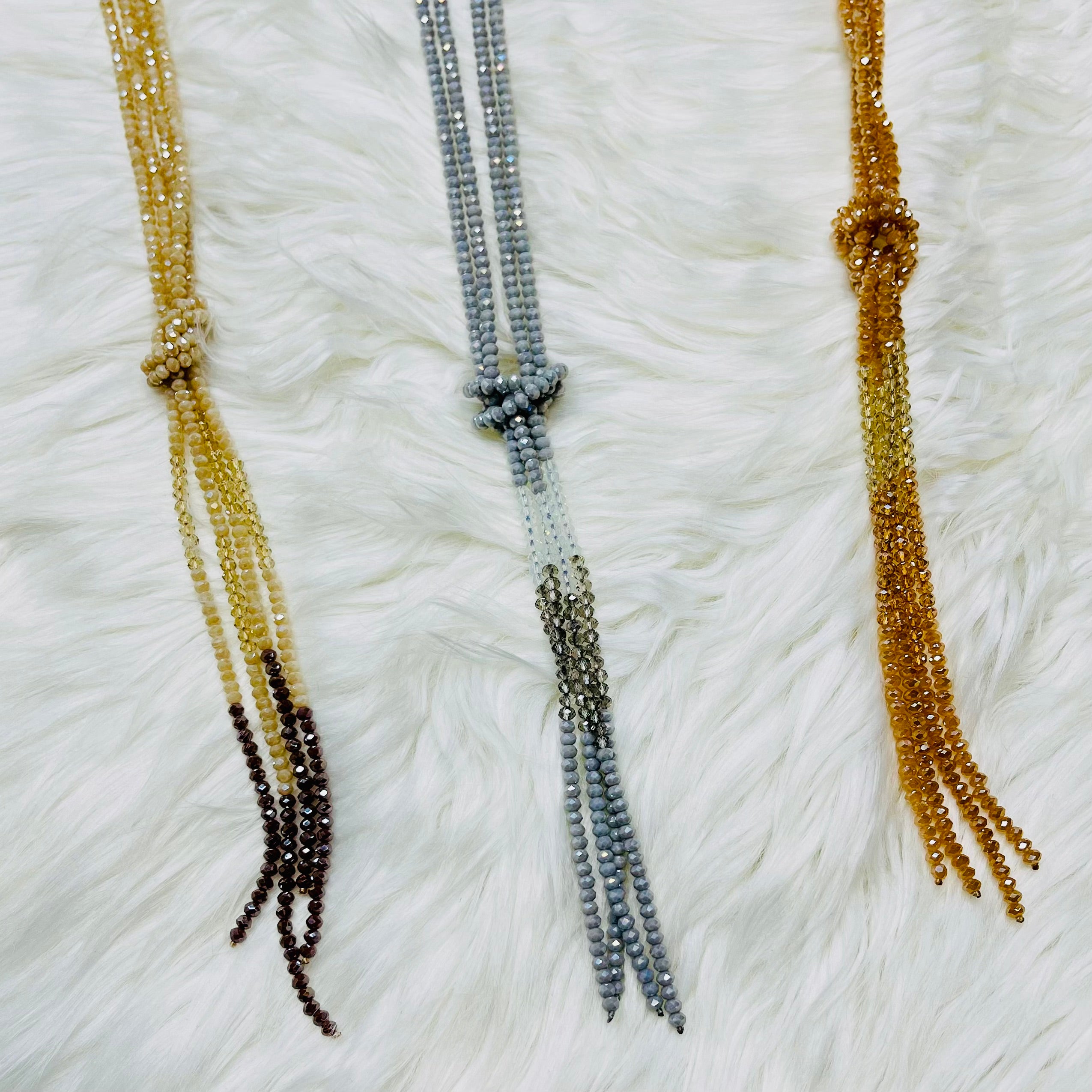 Beaded Tassel Layered Knotted Necklace