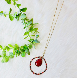 Circle Teardrop Beaded Necklace