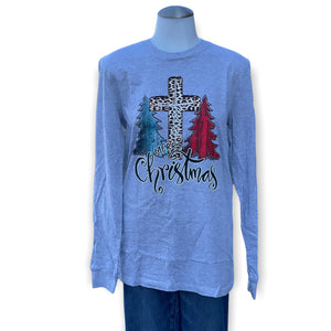 Merry Christmas Jesus Cross Longsleeve Tee- SMALL