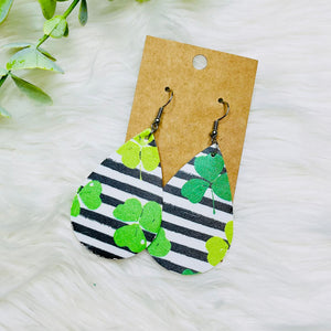 St. Patricks Day Faux Leather Earrings- SALE