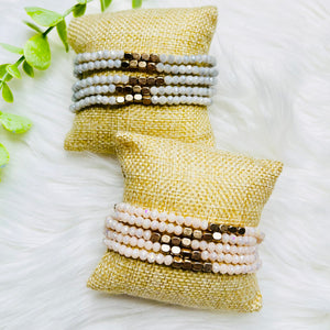 Gold Colored Beaded Bracelet Set of 5