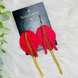 TA & CO Coral Gold Tassel Teardrop Earrings