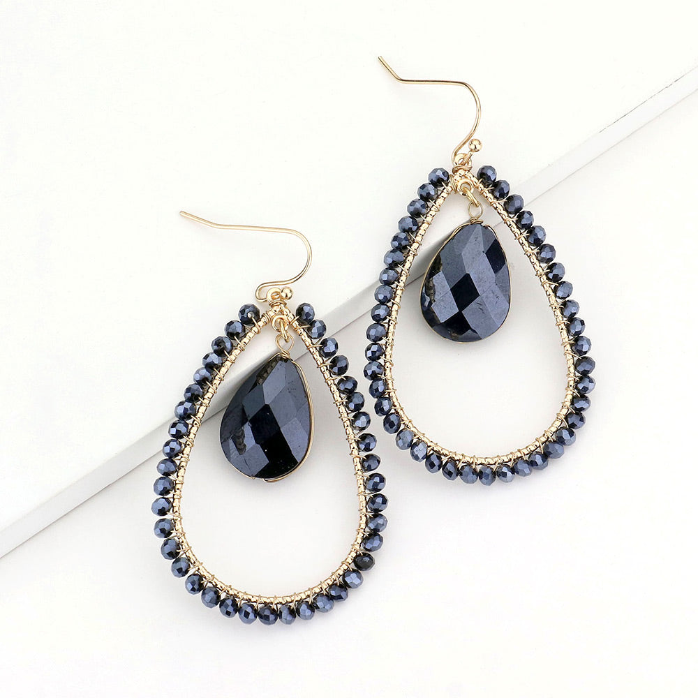 Beaded Teardrop Dangly Earrings