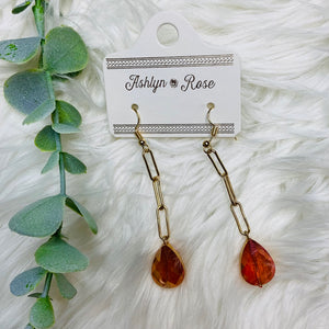 Gem Dangly Gold Earrings