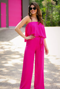 Pink Catalina Pocket Ruffle Jumpsuit