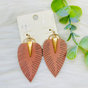 Leather Leaf Gold Earrings