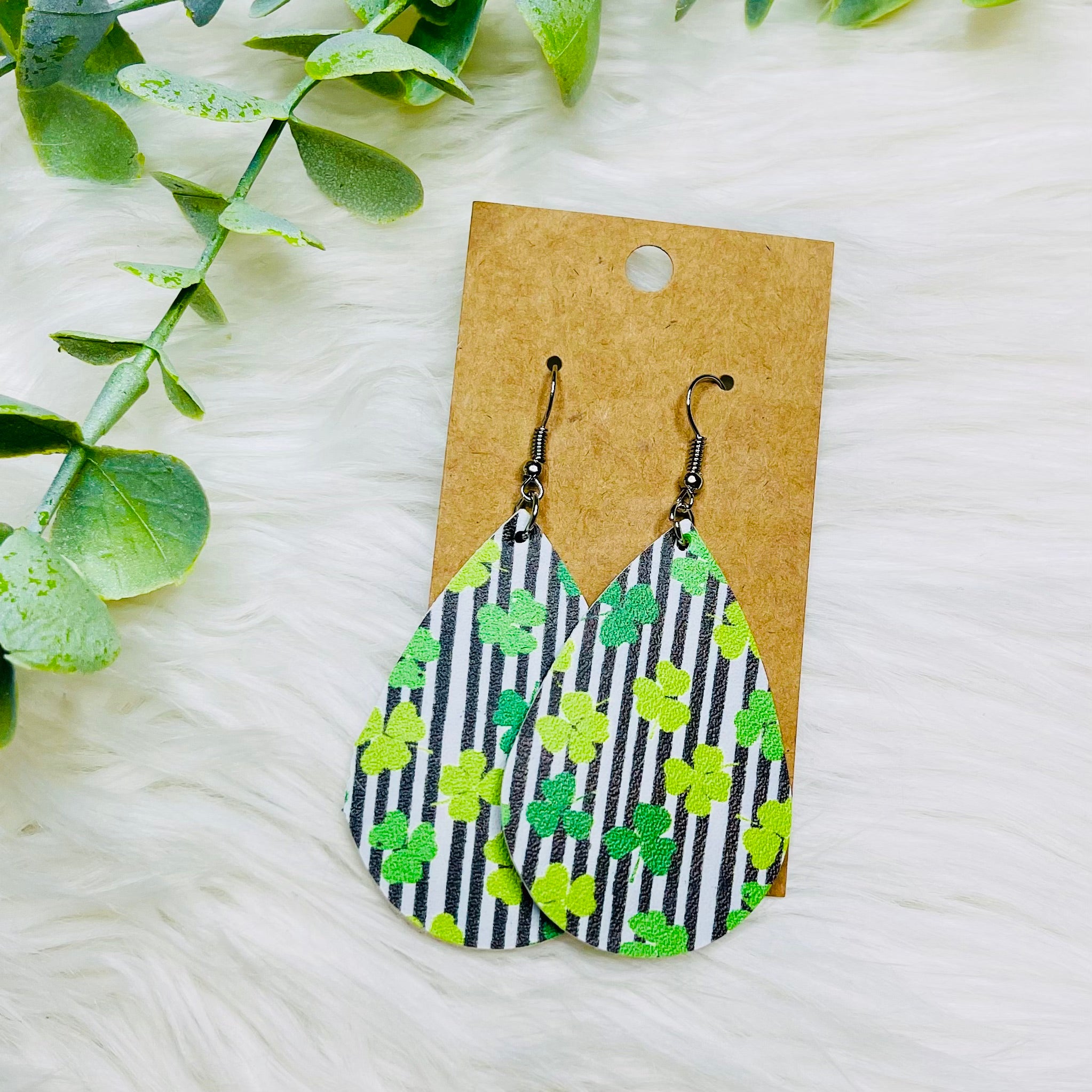 St. Patricks Day Faux Leather Earrings- SALE