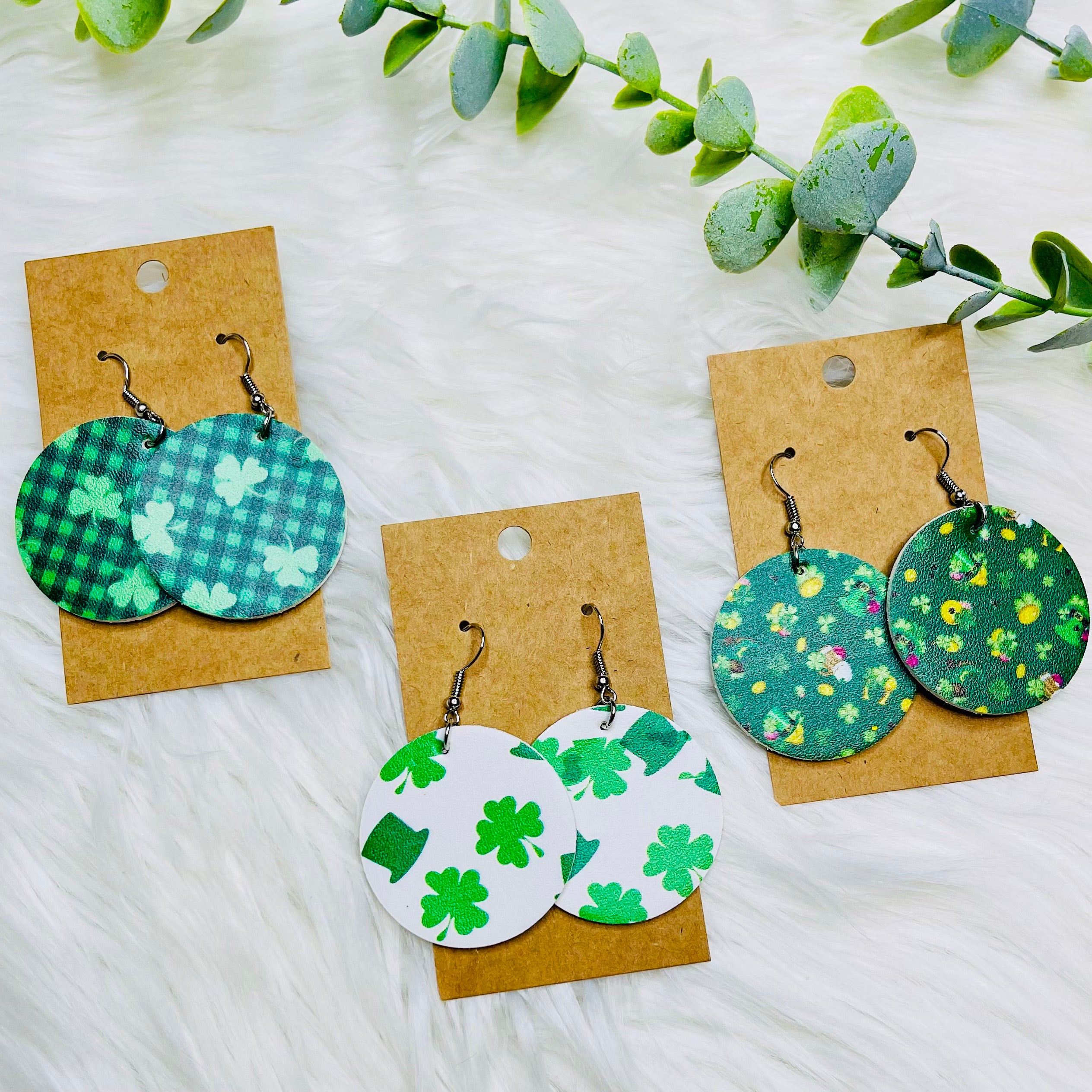 St. Patricks Day Faux Leather Earrings- SALE