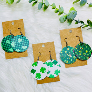 St. Patricks Day Faux Leather Earrings- SALE