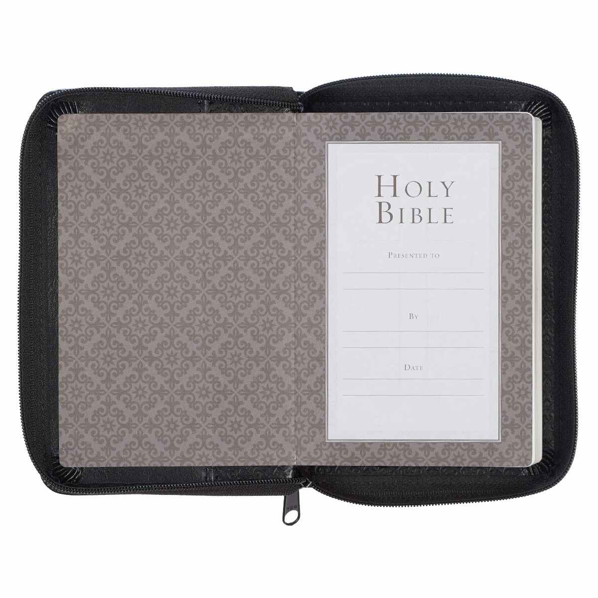 Black Faux Leather Mini Pocket KJV Zippered Bible