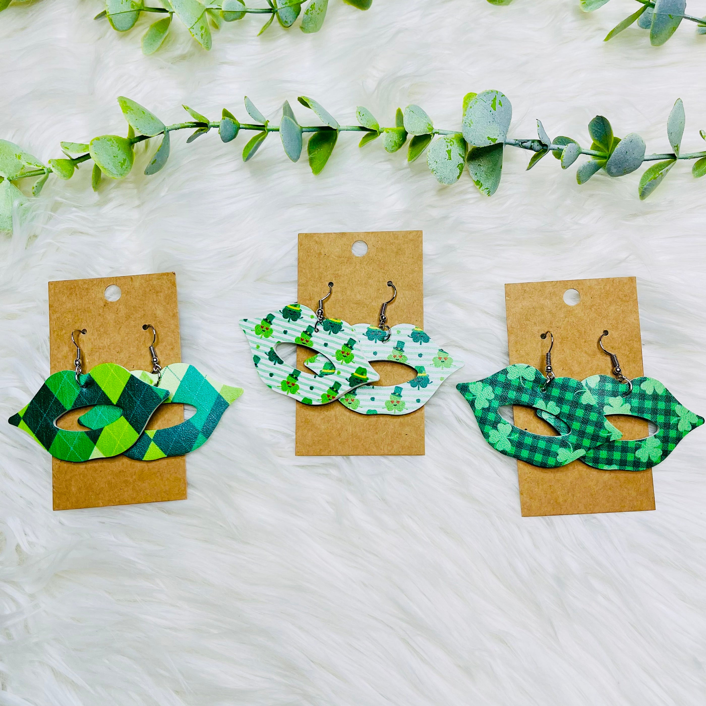 St. Patricks Day Faux Leather Earrings- SALE