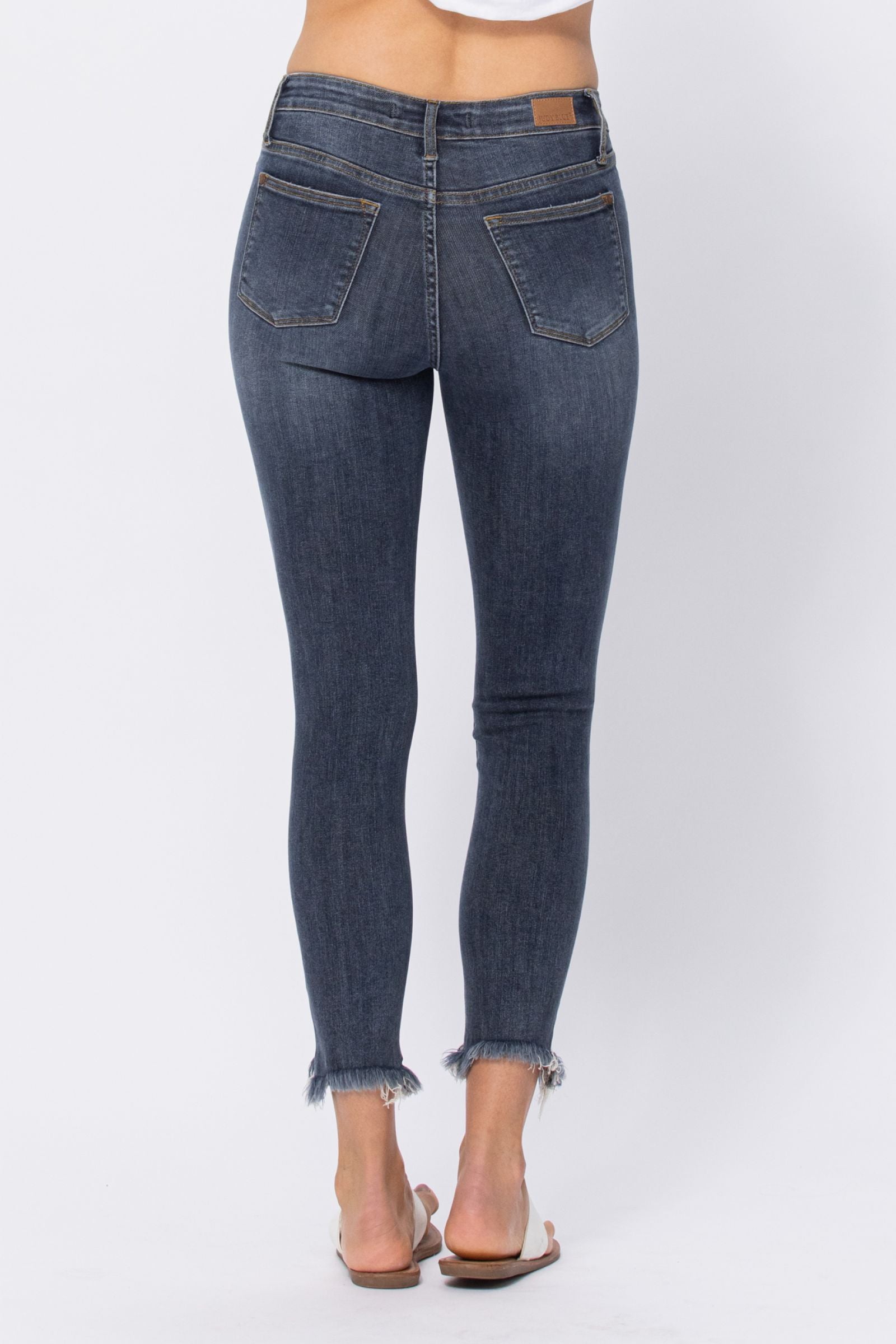 Judy Blue Midrise Sharkbite Hem Skinny Denim- SIZE 0/24