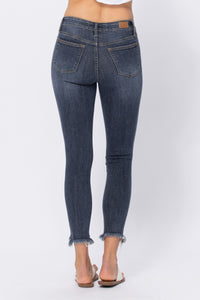 Judy Blue Midrise Sharkbite Hem Skinny Denim- SIZE 0/24