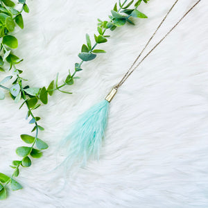 Gold Feather Tassel Necklace