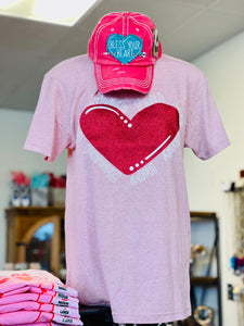 Friends Faith Love Glitter Red Heart Tee