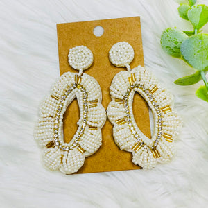 Oval Seedbead Rhinestone Earrings