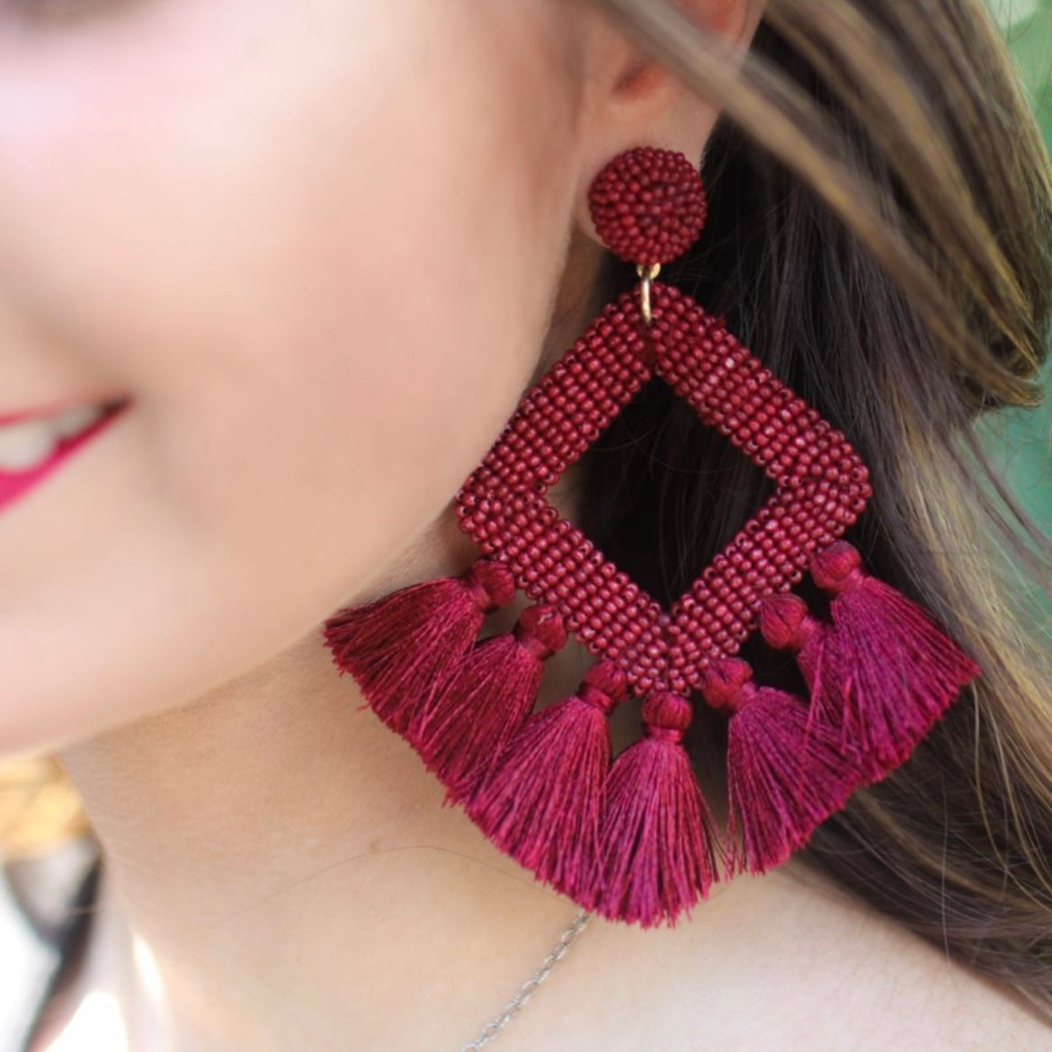 Fringe Tassel Seedbead Bold Earrings