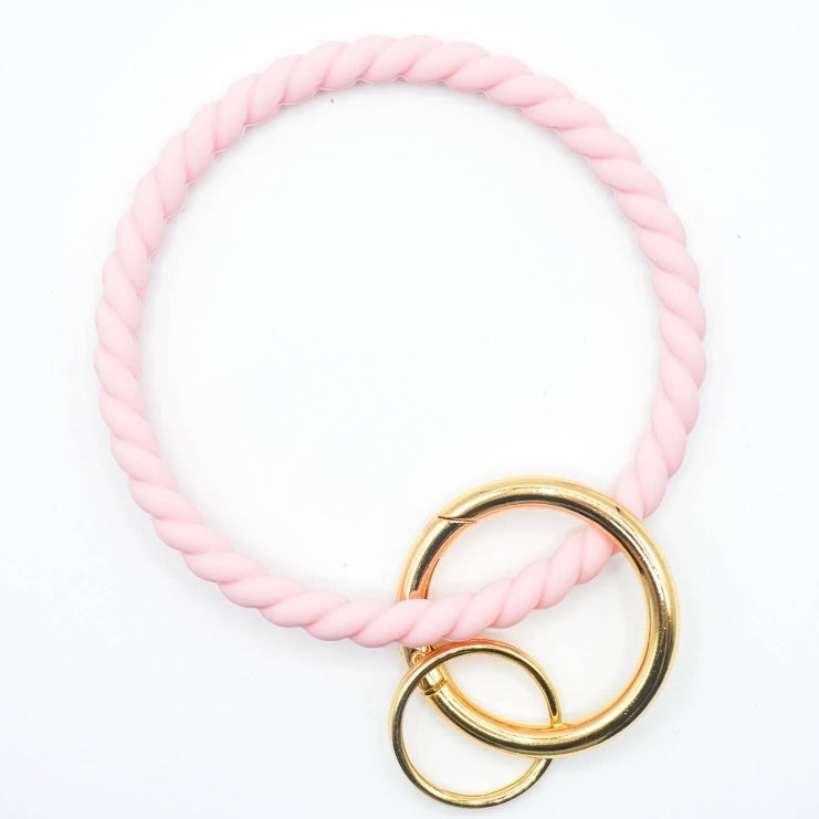 Twisted Textured Silicone Key Ring Bangle Keychain Bracelet