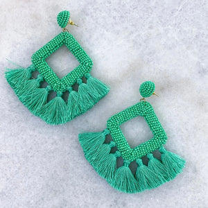 Fringe Tassel Seedbead Bold Earrings