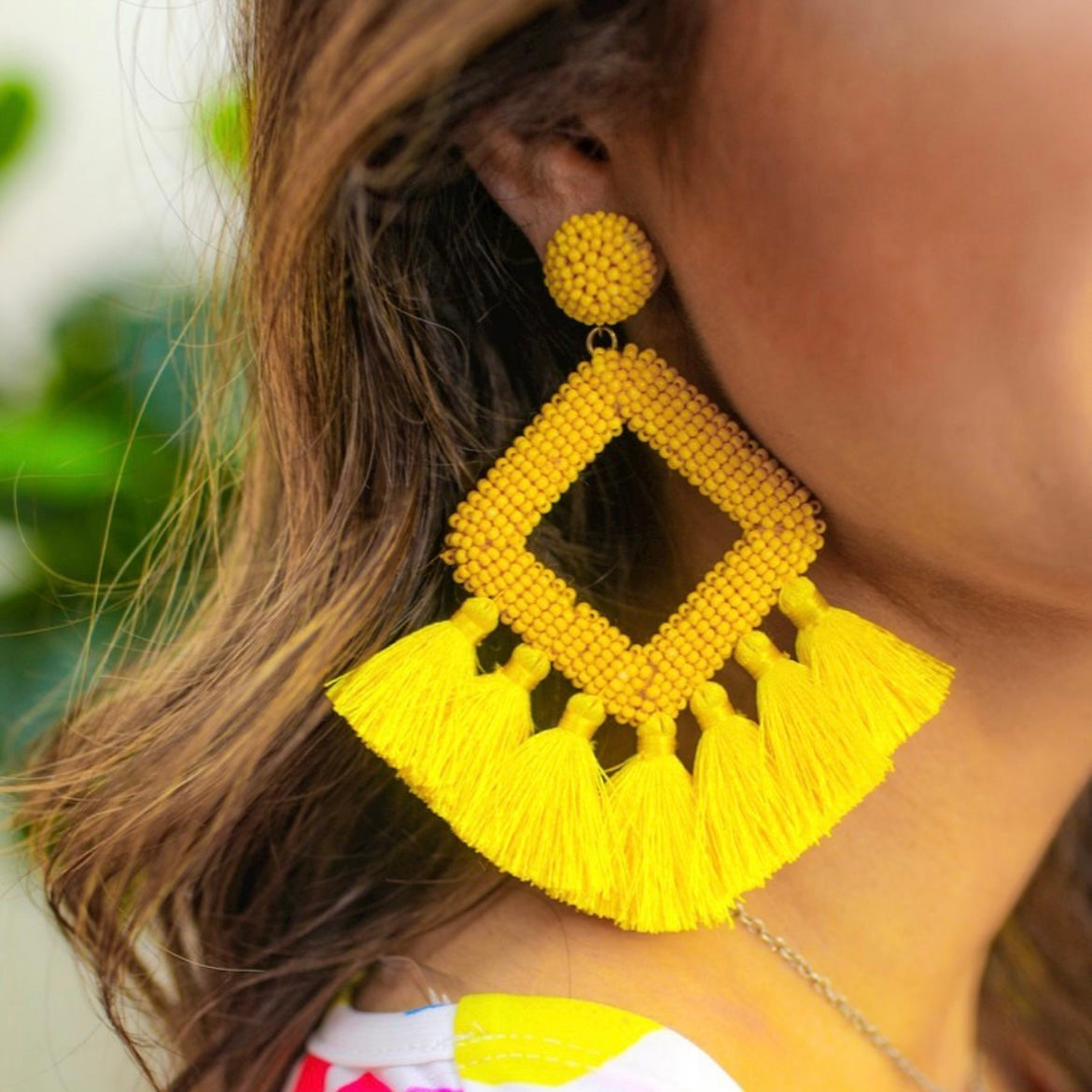 Fringe Tassel Seedbead Bold Earrings