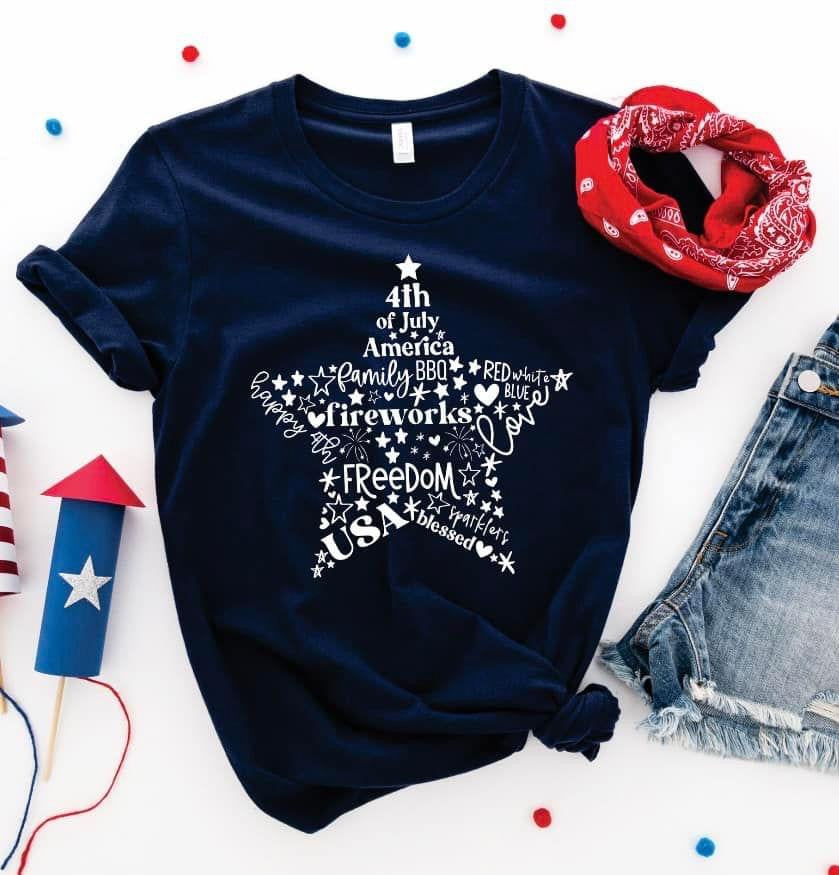 Fourth Of July Star Navy Tee