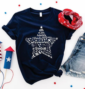 Fourth Of July Star Navy Tee