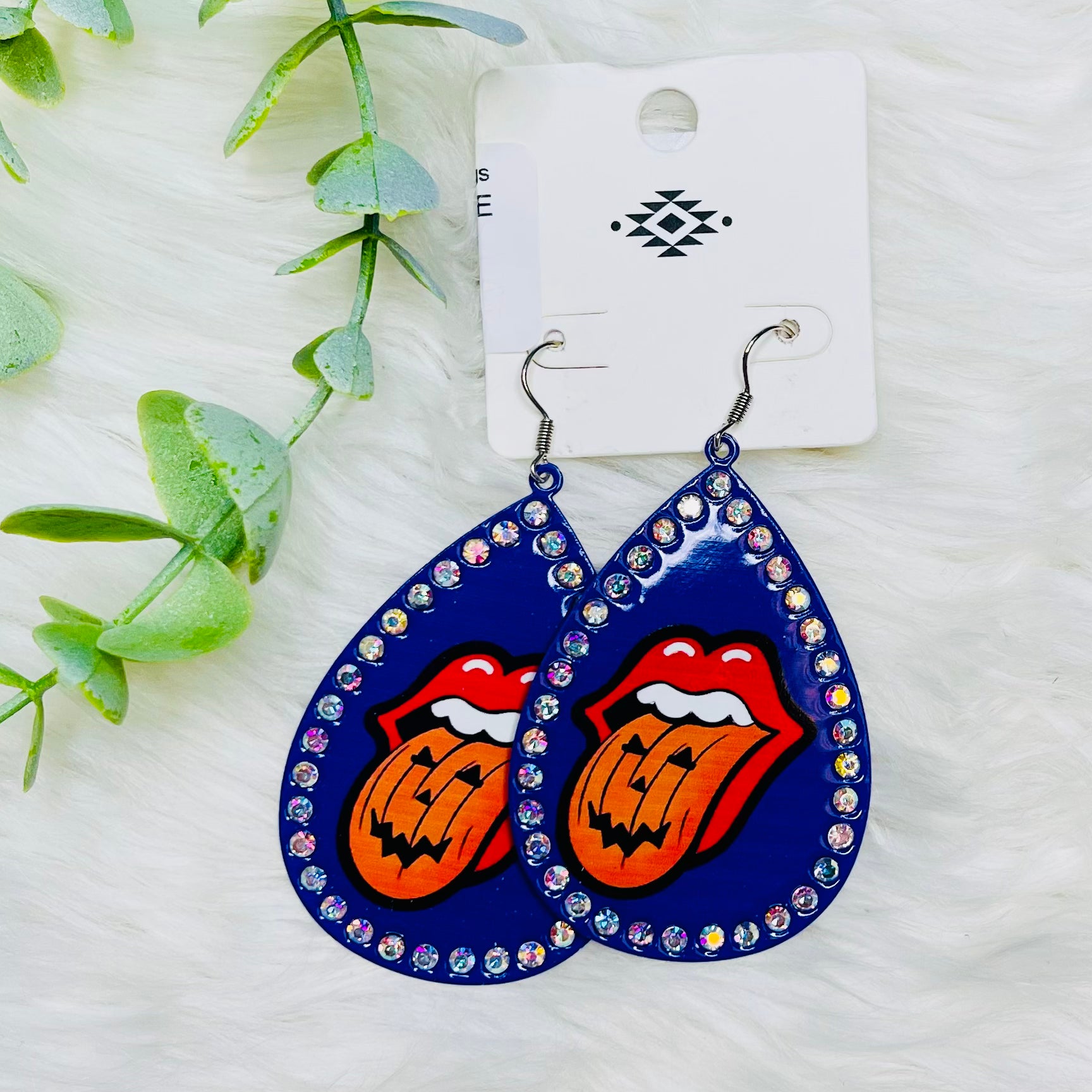 Bling Teardrop Halloween Earrings