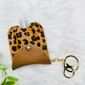 Hand Sanitizer Bottle With Animal Print Case Keychain