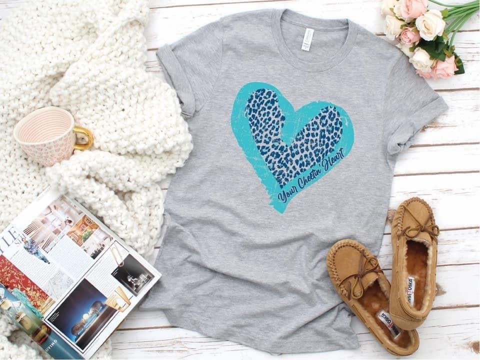 Your Cheetin Heart/Blue Leopard Tee