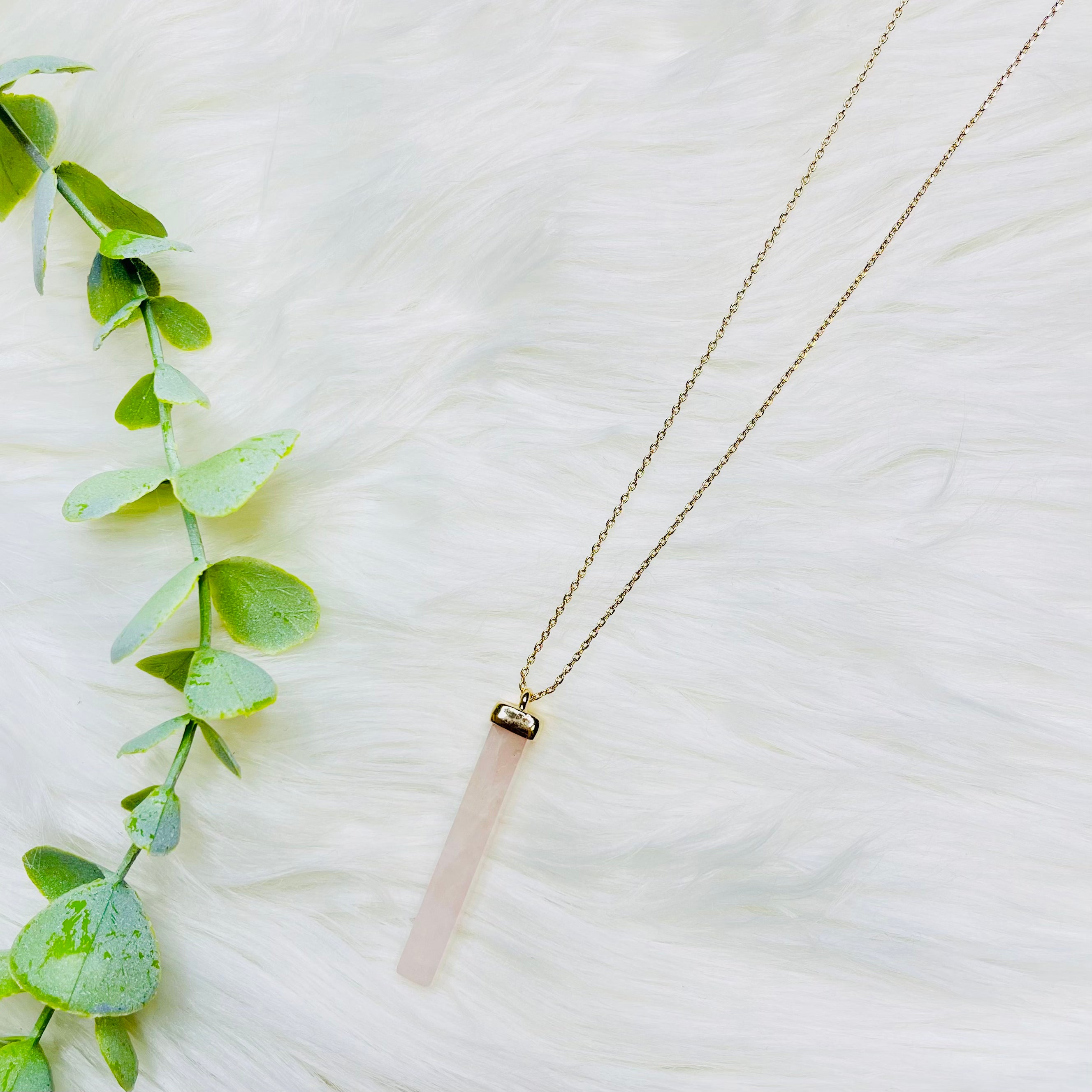 LONG BAR NATURAL STONE PENDANT NECKLACE