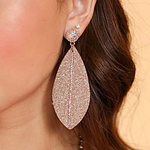 LETS SPARKLE RAINDROP FEATHER GLITTER EARRINGS