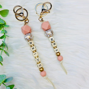 Bridal Wood Beaded Tassel Keychain