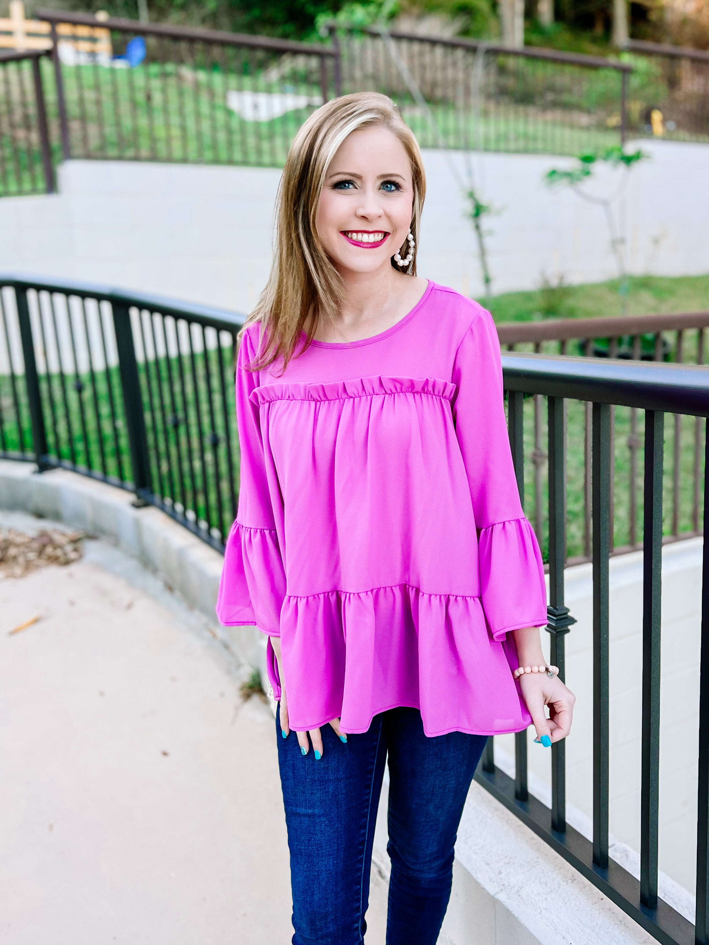 Orchid Frilly Woven Ruffle Blouse- SALE