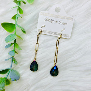 Gem Dangly Gold Earrings