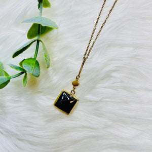 Grey Square Stone Necklace