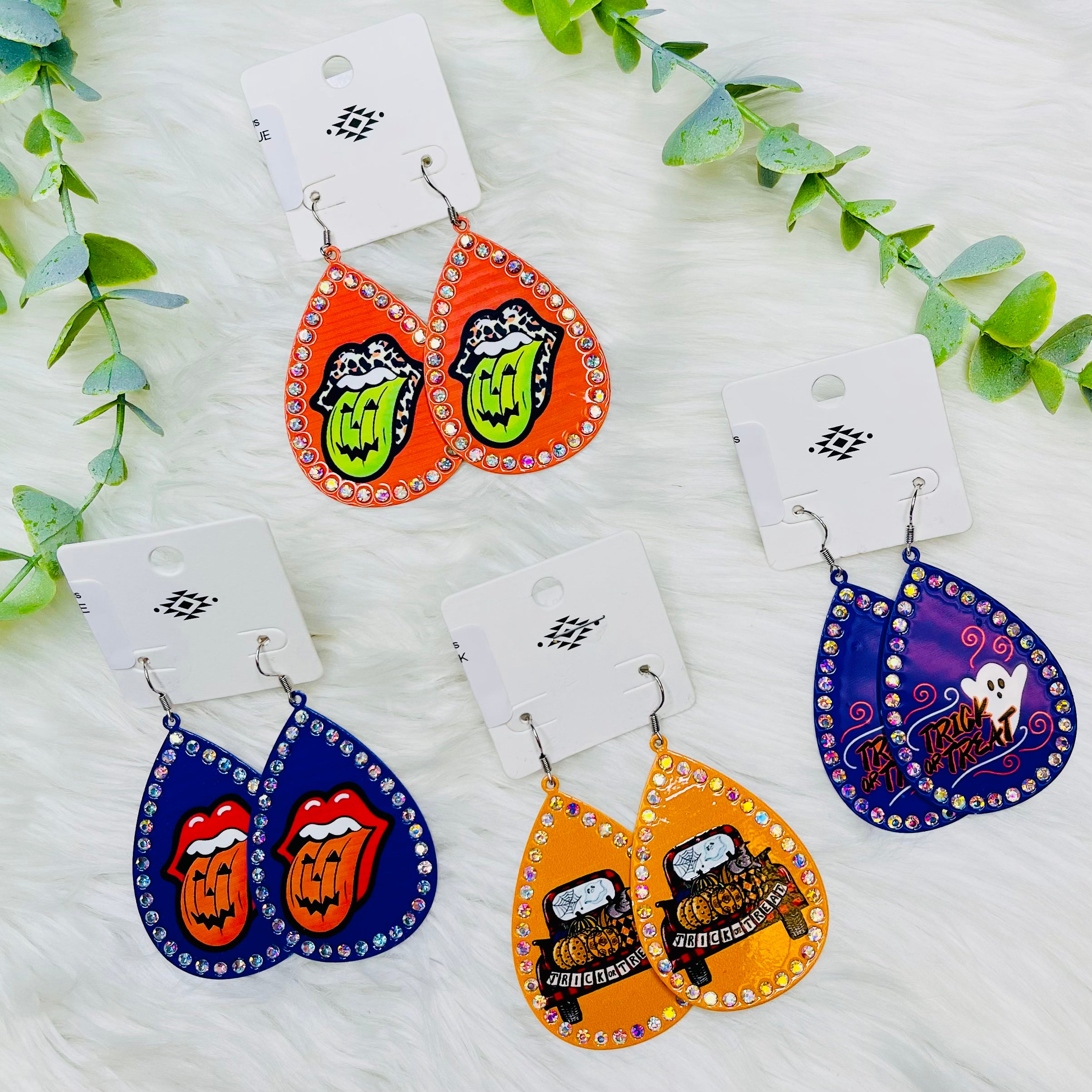 Bling Teardrop Halloween Earrings