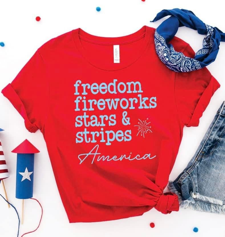 Freedom Fireworks Red Tee