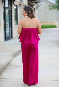 Pink Catalina Pocket Ruffle Jumpsuit