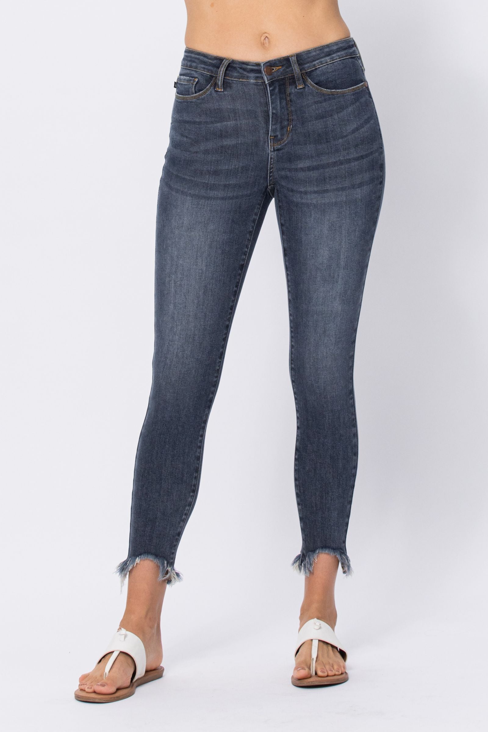 Judy Blue Midrise Sharkbite Hem Skinny Denim- SIZE 0/24