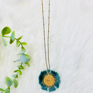 Rafia Tassel Gold Thread Necklace