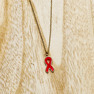 Breast Cancer Ribbon Druzy Necklace