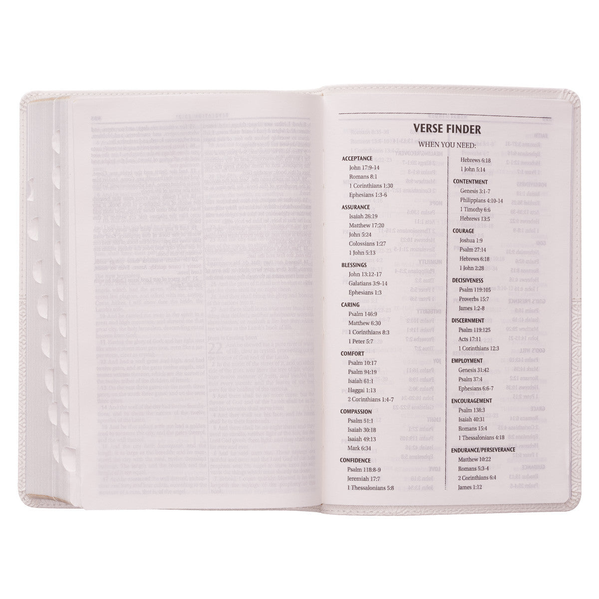 White Faux Leather KJV Gift Deluxe Bible Thumb Index