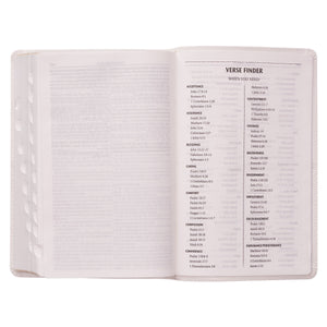 White Faux Leather KJV Gift Deluxe Bible Thumb Index