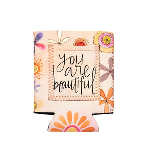 Frilly Floral Card Pocket Can Koozies